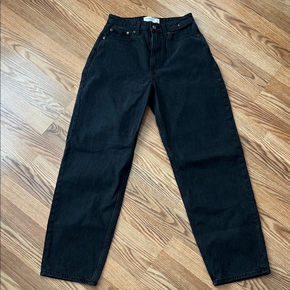 abercrombie kids Black High-Waist Straight Jeans